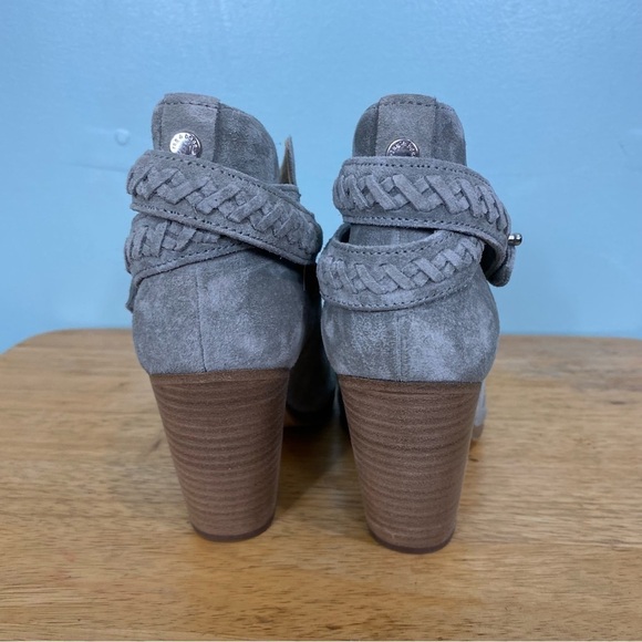 Rag & Bone Harrow Belted Suede Gray Heeled Bootie Leather‎ Sz 7 - Picture 7 of 8